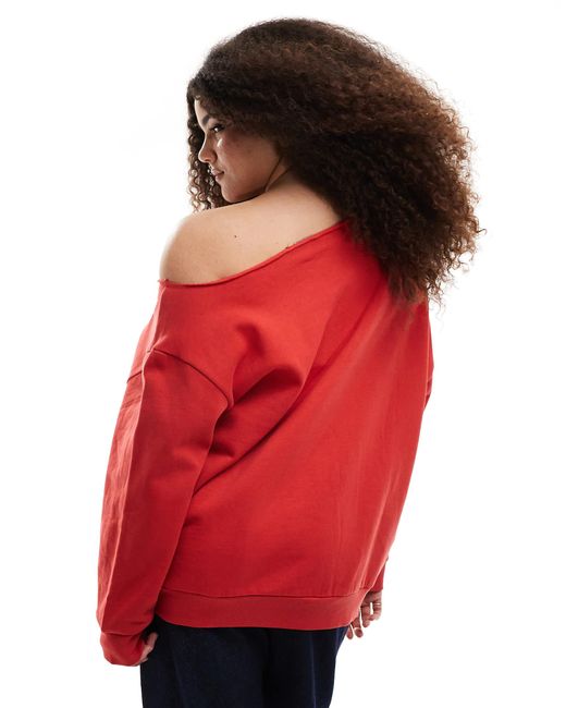 ASOS Red Asos design curve – schulterfreies sweatshirt