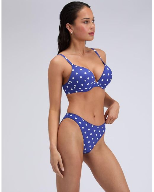 Boux Avenue Blue Hydra Brief Bikini Bottoms Summer Polka Dot Classic Swimwear