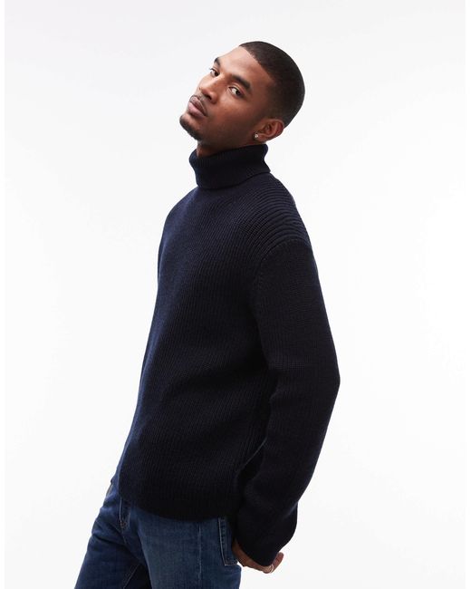 Pull col roulé en maille côtelée ARKET pour homme en coloris Blue