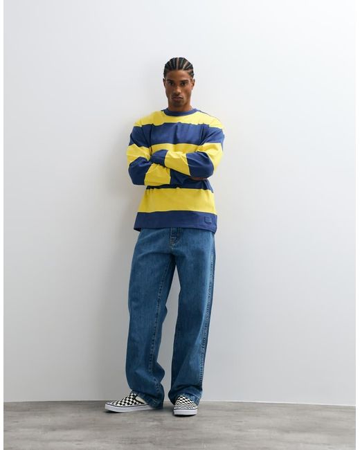 Vans Yellow Rugby Stripe Long Sleeve Knit Shirt for men