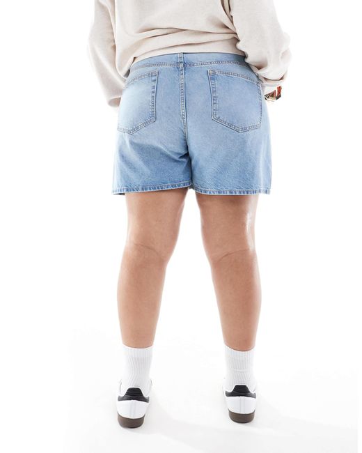 ASOS Blue Asos Design Curve Denim Dad Short