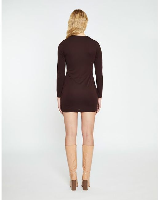 Glamorous Brown Deep V-Neck Mini-Dress