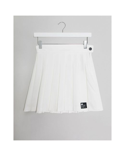 Bershka White Pleated Mini Skirt