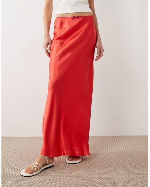 Miss Selfridge Pink Satin Bias Maxi Skirt