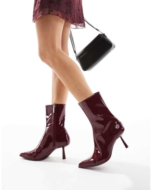 Bershka Red Pointed Heeled Boots