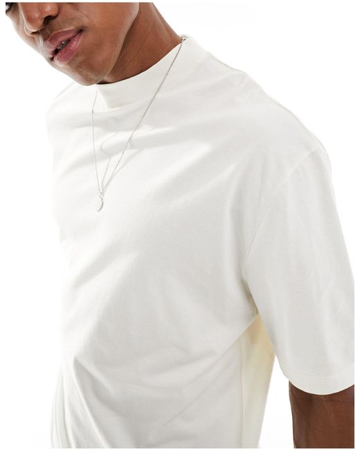 ASOS White Oversized T-shirt With Turtle Neck for men