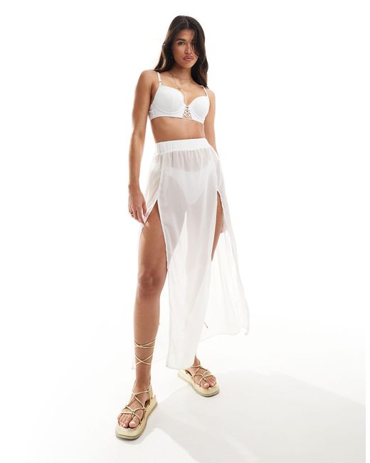 Threadbare White Beach Maxi Skirt