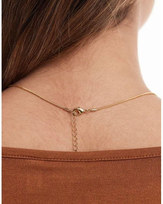 ASOS Brown 14k Plated Necklace With Real Tigers Eye Pendant