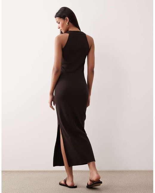 ASOS Natural Scoop Front Racer Seam Detail Midi Dress