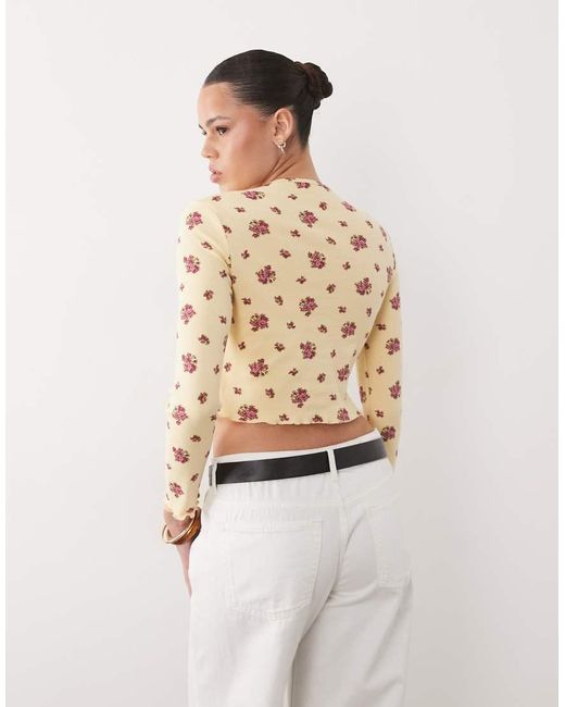 Miss Selfridge Natural Cropped Cardigan With Bow Detail