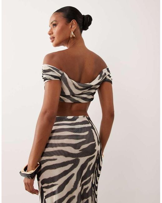 Missy Empire White Missy Empire Mesh Bardot Twist Front Cropped Top