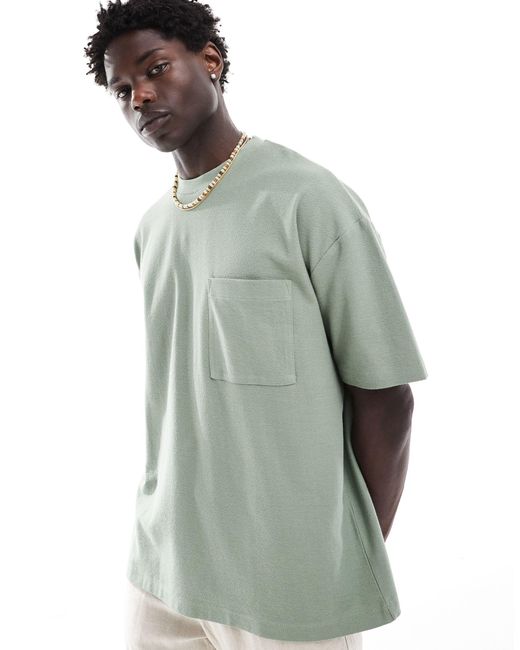 ASOS – locker geschnittenes bouclé-t-shirt in Gray für Herren