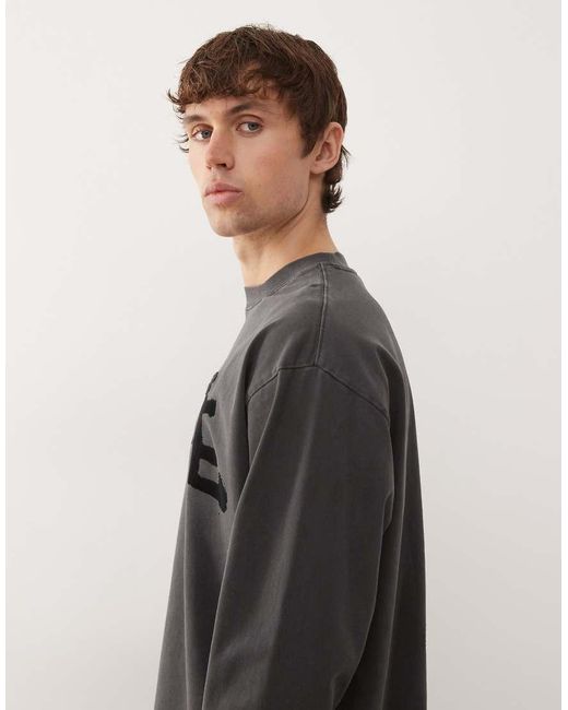 Aape By A Bathing Ape Gray Aape By A Bathing Ape Oversized Long Sleeve T-shirt for men