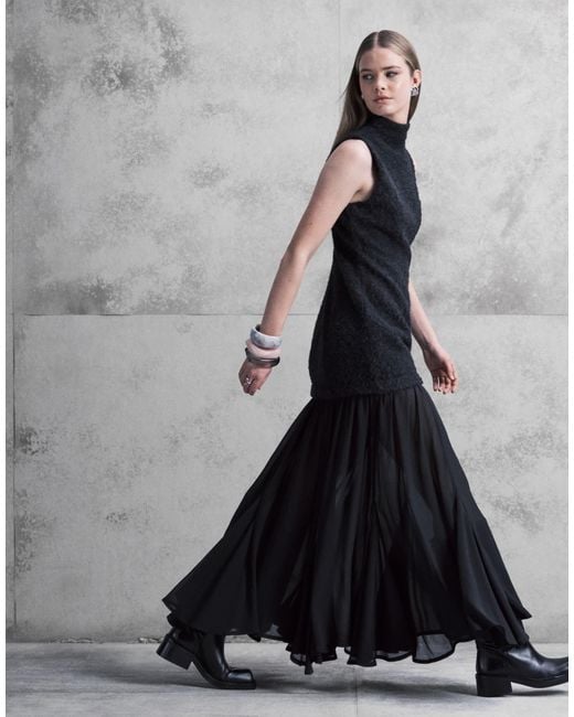 ASOS Hybrid Sleeveless Dropped Waist Maxi Dress With Godets in Black | Lyst