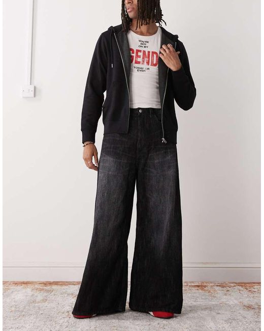 Cheap Monday Black Rad Super Wide Leg Skater Jeans for men
