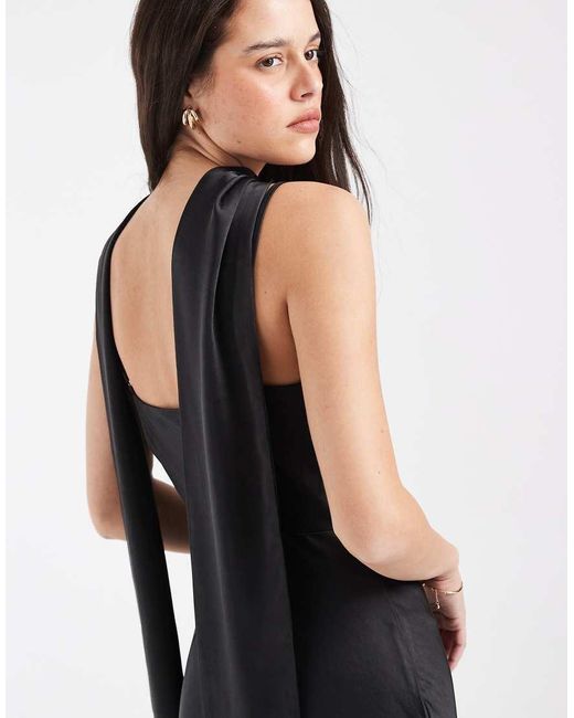 Pretty Lavish Bridesmaid Keisha Satin Cowl Neck Maxi Dress With Scarf ...