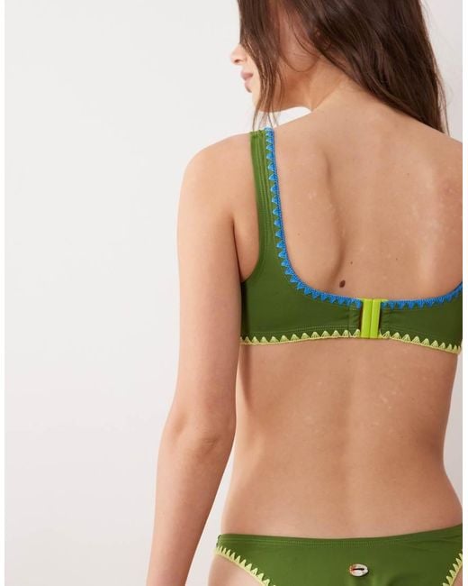 ASOS Green Fuller Bust Farrah Fish Mirissa Scoop Crop Bikini Top With Trim Detail