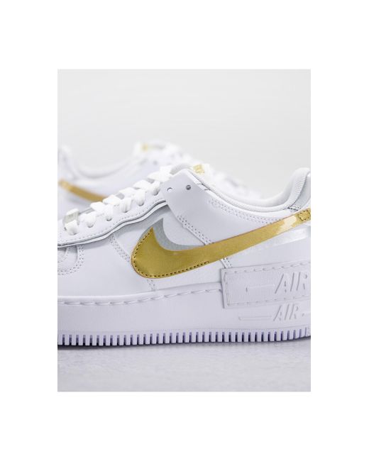 nike air force 1 shadow white gold silver