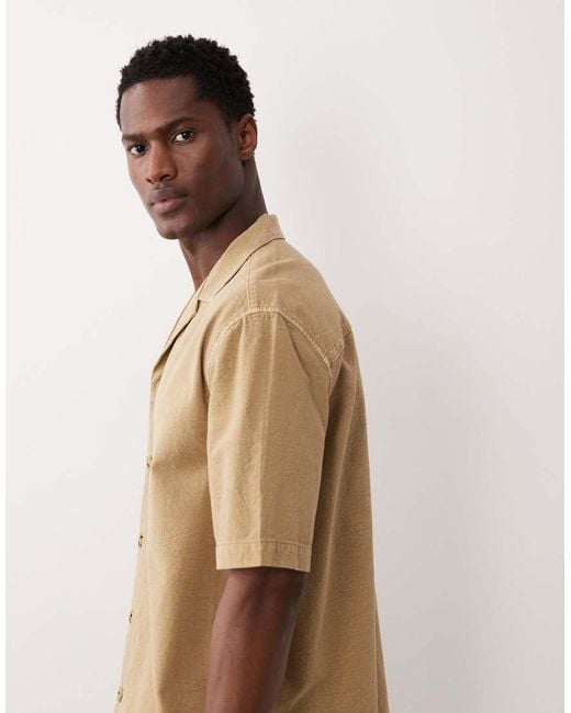ASOS Natural Co-ord Textured Revere Shirt for men