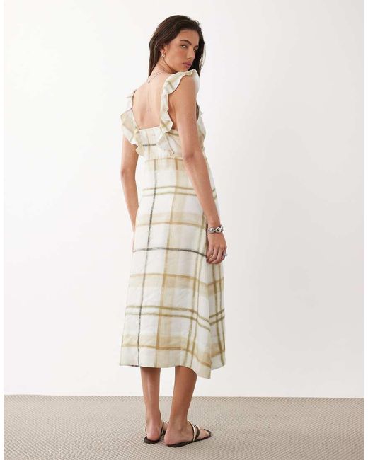 Barbour White Gianna Tartan Overlayed Ruffle Maxi Dress