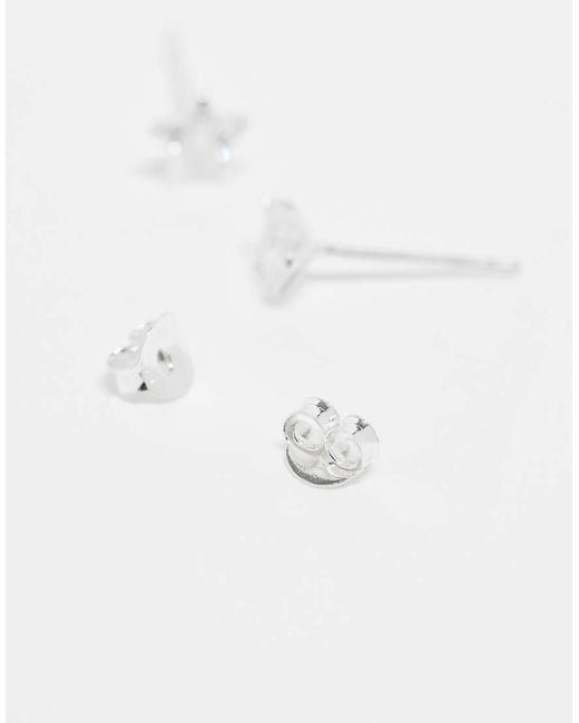 Pendientes De Botón De Plata De Ley Con Diseño De Circonita En Forma De Estrella De -Plateado Kingsley Ryan de color Multicolor