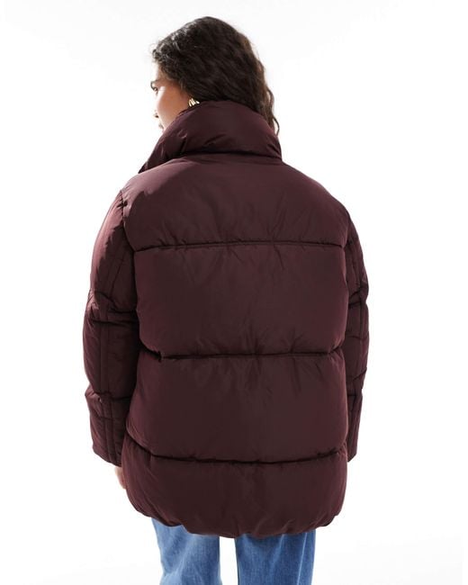 Miss Selfridge Red Mid Length Puffer Jacket