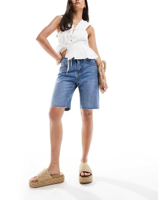 Mango Blue Denim Bermuda Shorts