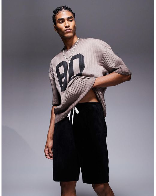 ASOS Gray Slim Ribbed Velour Short for men