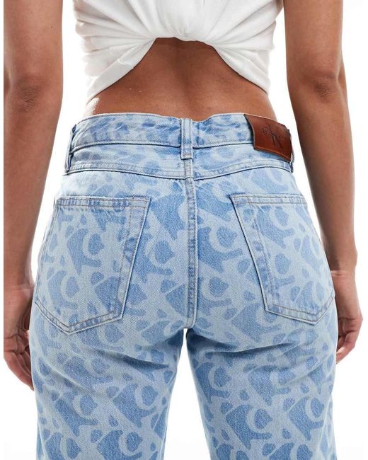 Vaqueros Azul Medio Con Estampado Integral De Estilo Años 90 Signature De Calvin Klein de color Blue