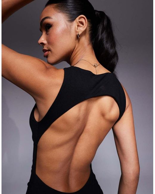 Oh Polly Black Open Back Stretch Mini Dress