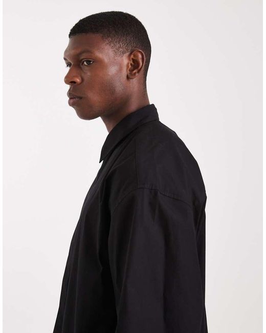 ASOS Black Oversized Poplin Shirt for men