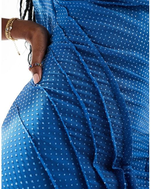 ASOS Blue Hotfix Cowl Neck With Draping Maxi Dress