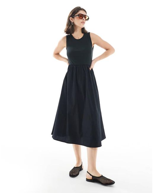 Pieces Blue Woven Skirt Sleeveless Midi Dress