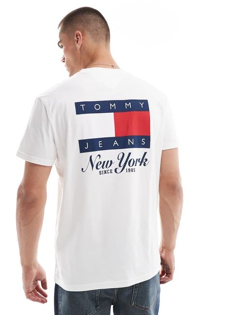 Camiseta Blanca Con Estampado Gráfico De Bandera En La Espalda De -Blanco Tommy Hilfiger de hombre de color White