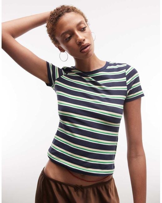 Monki Blue Louie Slim Fit Baby Tee