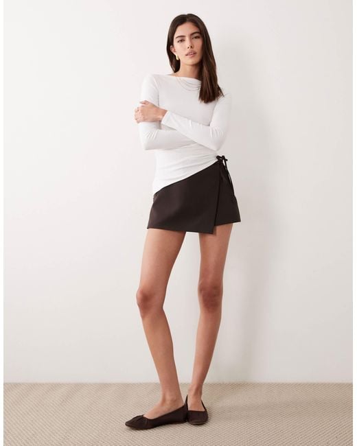 ASOS White Tailored Wrap Front Skort