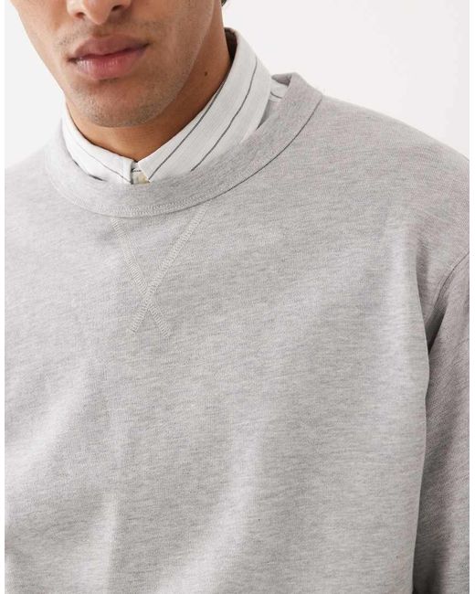 SELECTED Gray 100% Cotton Vintage Look Sweatshirt for men