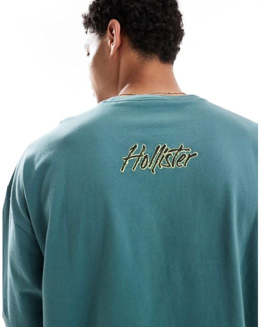 Hollister Blue baggy Motif Detail T-shirt for men
