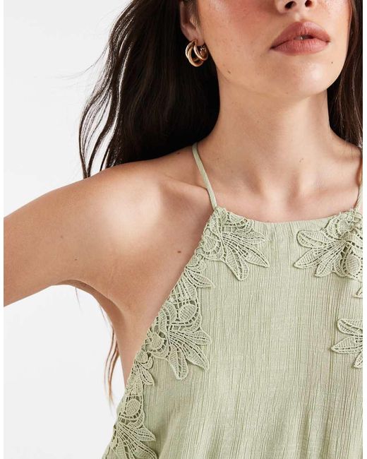 Object White Textured Halter Neck Maxi Dress With Embroidery