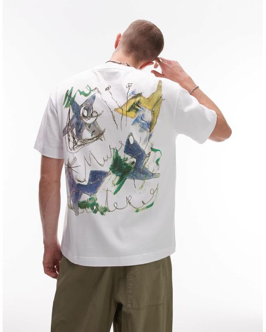 Topman Gray Oversized Fit T-shirt With Front And Back Musee Galerie Print for men