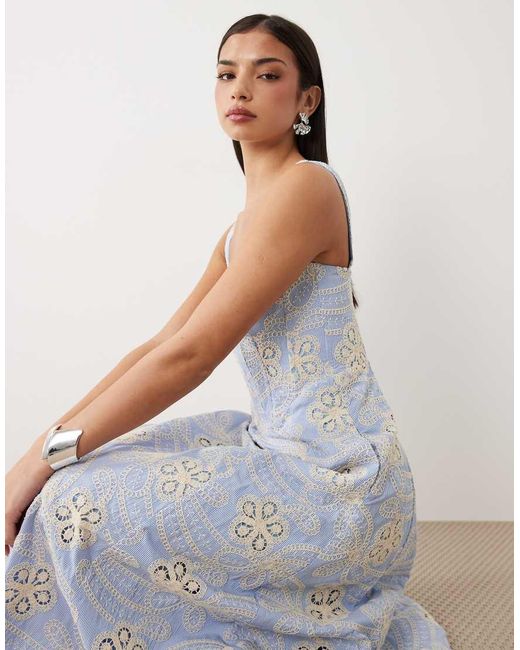 Bardot White Lilah Broderie Corset Midi Dress
