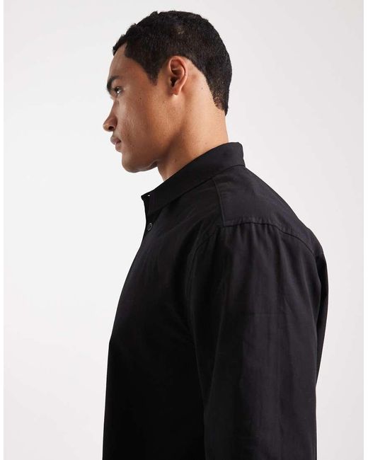 Camicia Comoda Nera Con Scritta Stampata Sul Davanti di ASOS in Black da Uomo
