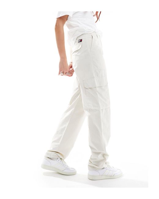 Tommy Hilfiger White Harper High Rise Cargo Trousers