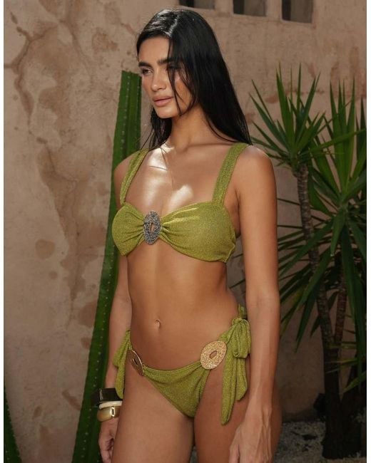 Moda Minx Green X Zoe Servini Glitter Bralet Bikini Top