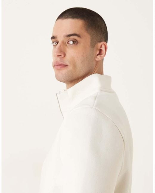 ASOS Natural Essentials Quarter Zip Sweatshirt for men