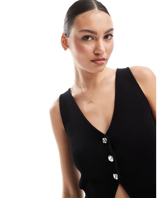 Stradivarius Blue Button Detail Light Knitted Top