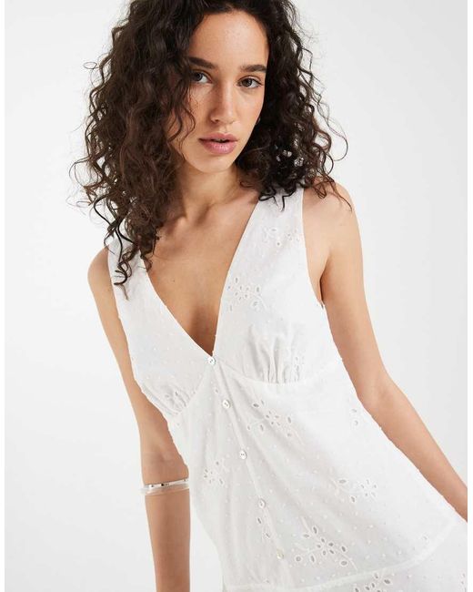 Motel White Raspati Broderie Mini Dress