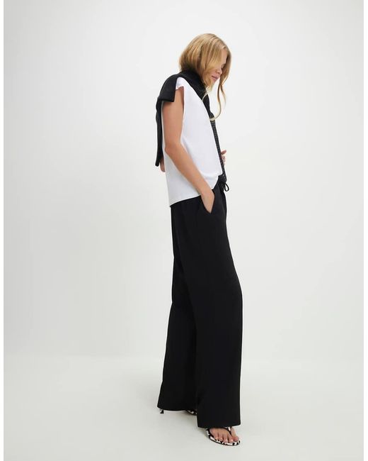River Island White Tailored Elasticated Wide Leg Trousers