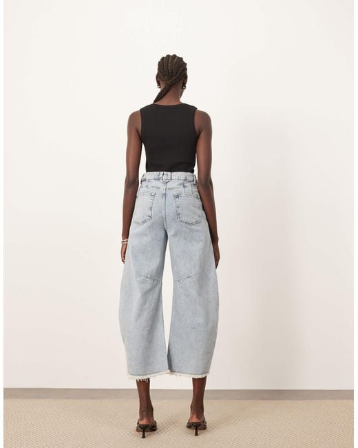 ARRANGE White Sydney Cropped Denim Barrel Leg Jean