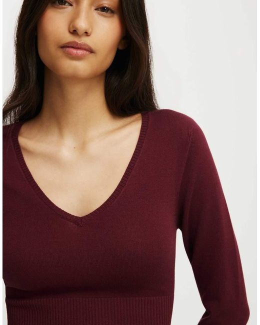 Cotton On Red Close Knit V-Neck Top
